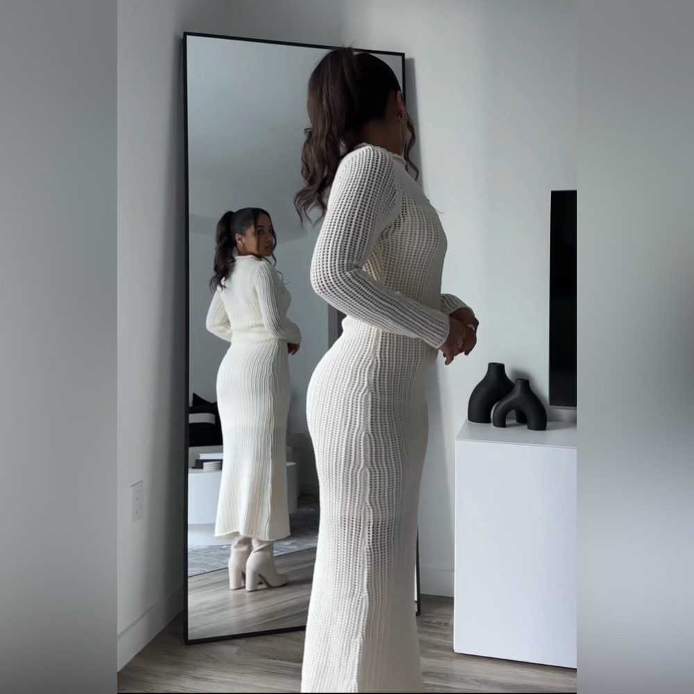 Cream Knit Maxi Dress